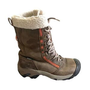 KEEN Hoodoo High Lace Up Waterproof Winter Snow Boot Brown Slate Black 7